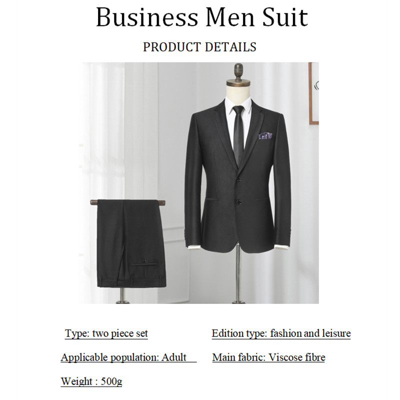 Luxury Slim Suit Business Cloth Groomsman 2PC Suit Blazer Jacket Pants Work Suit Wedding Suit