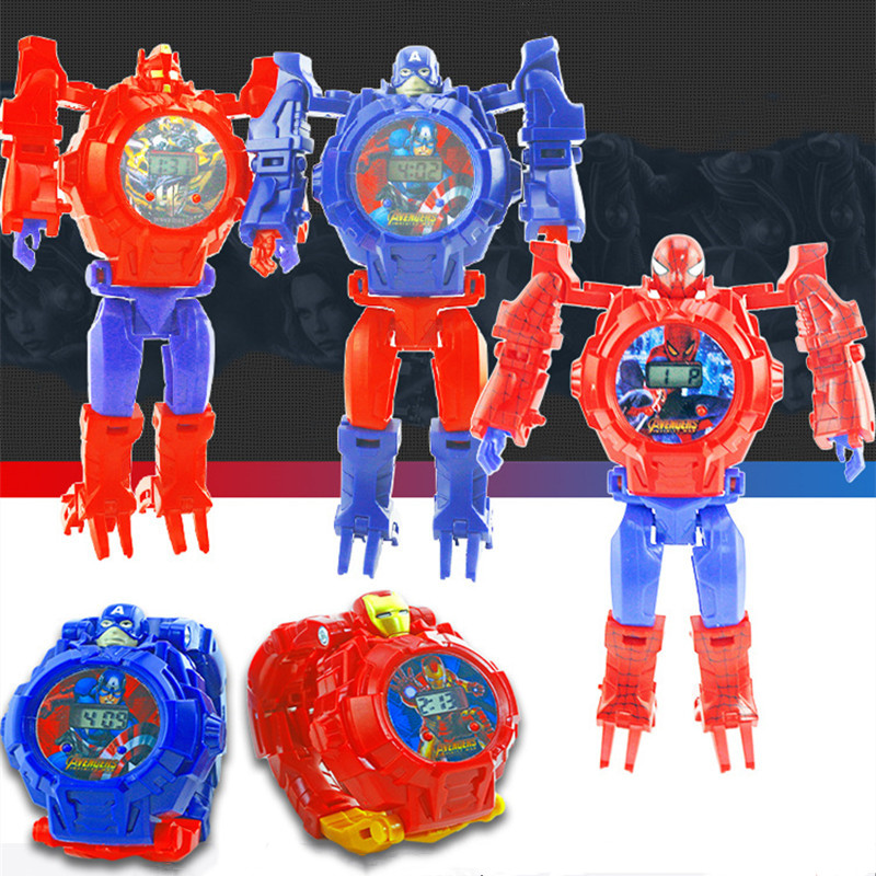 Hero League series Deformation Electronic Watch Creative Cool Cartoon Children's Assembled Toy Gifts