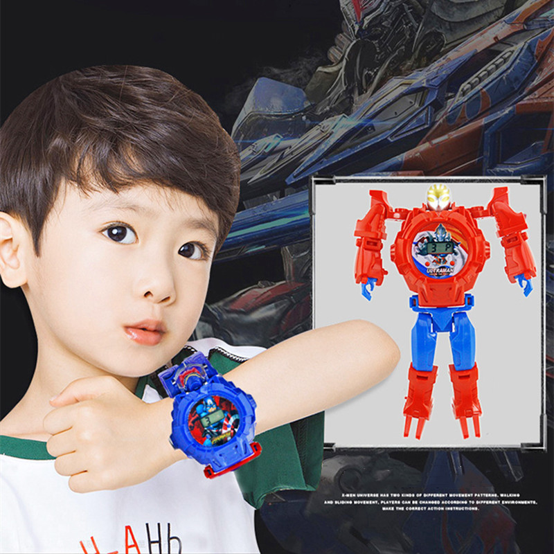 Hero League series Deformation Electronic Watch Creative Cool Cartoon Children's Assembled Toy Gifts