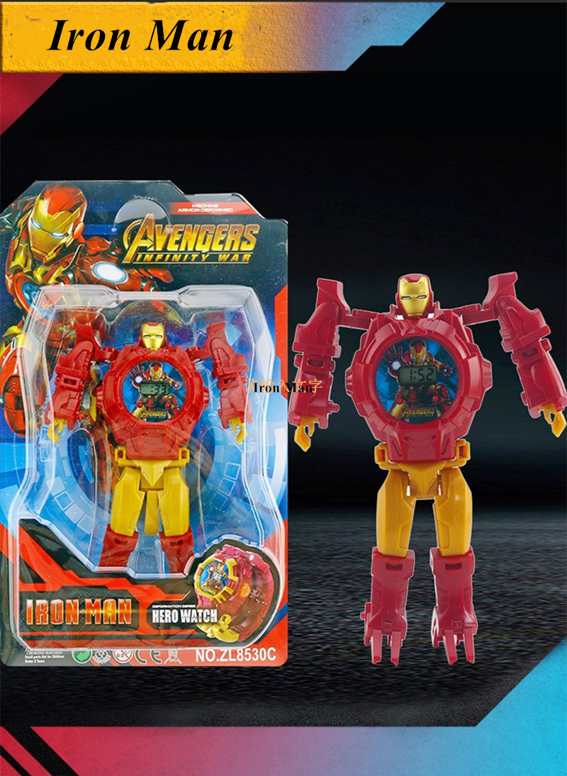 Hero League series Deformation Electronic Watch Creative Cool Cartoon Children's Assembled Toy Gifts