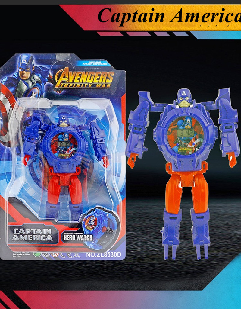 Hero League series Deformation Electronic Watch Creative Cool Cartoon Children's Assembled Toy Gifts