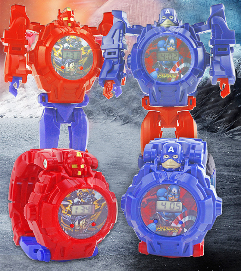 Hero League series Deformation Electronic Watch Creative Cool Cartoon Children's Assembled Toy Gifts