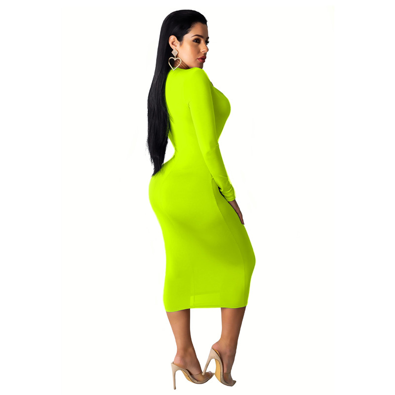 European &amp; American New Fashion Women's Dress Sexy Deep V-neck Buttock Wrap Skirt long sleeve Dress