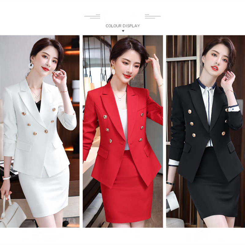 High End Office Lady Suit White Collar Business Cloth Lady Formal Work Suit  Women Formal Dress