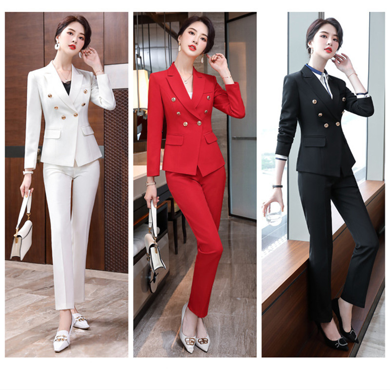 High End Office Lady Suit White Collar Business Cloth Lady Formal Work Suit  Women Formal Dress