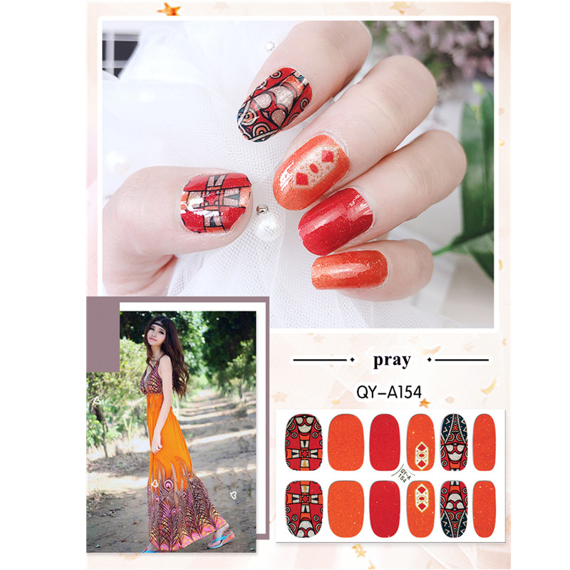 10 sets Mermaid Color Ins Popular Nail Stickers back glue Full Paste Nail Stickers Wholesale