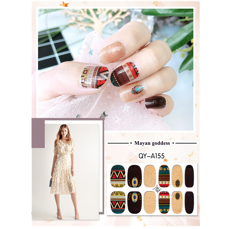 10 sets Mermaid Color Ins Popular Nail Stickers back glue Full Paste Nail Stickers Wholesale