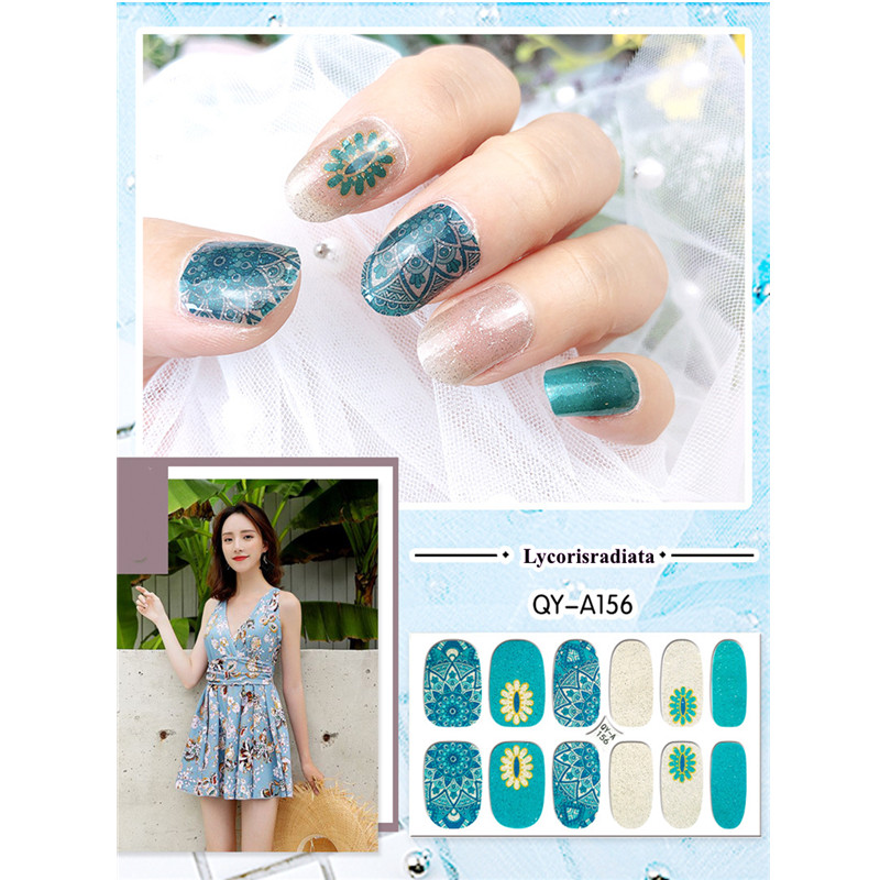 10 sets Mermaid Color Ins Popular Nail Stickers back glue Full Paste Nail Stickers Wholesale