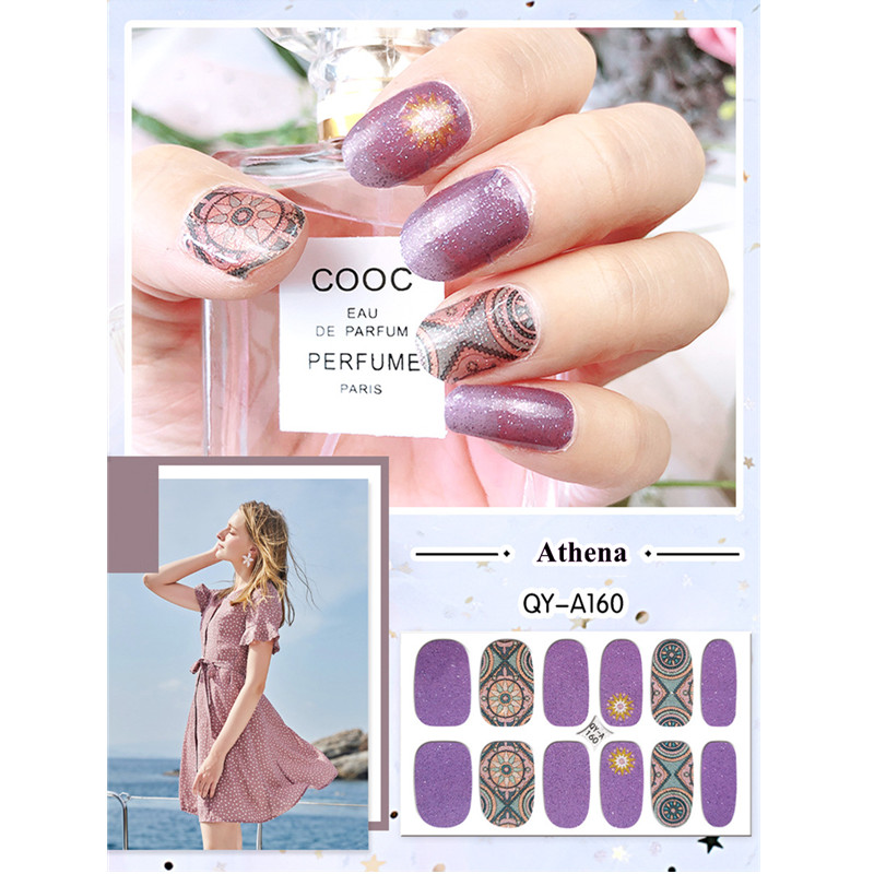 10 sets Mermaid Color Ins Popular Nail Stickers back glue Full Paste Nail Stickers Wholesale