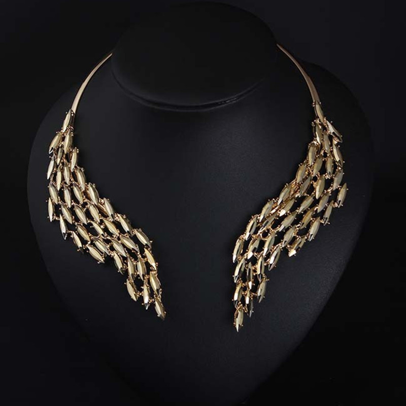 European&amp;American Exaggerated Angel Wings Diamond Necklace Fashion Women jewelry Accessories