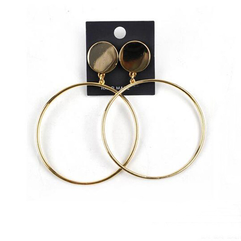 Europe&amp;America Exaggerate Show Style Simple Big Ring Metal Earrings Female Fashion Accessories