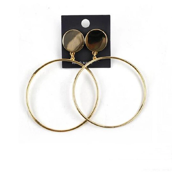 Europe&amp;America Exaggerate Show Style Simple Big Ring Metal Earrings Female Fashion Accessories
