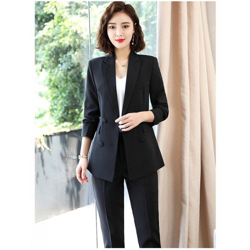 Elegang Office Lady Suit White Collar Business Clothing Lady Formal Work Suit Blazer+Pants 2pcs Set