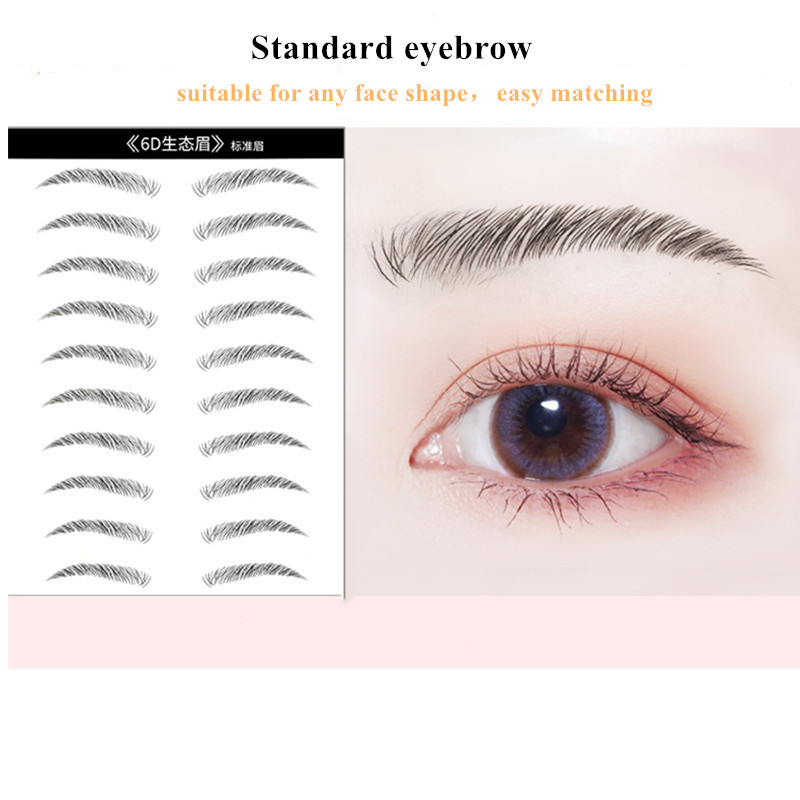 Hot selling 10 Pairs 6D Simulation Eyebrow Paste Lable Tattoo Sticker Waterproof Wholesale