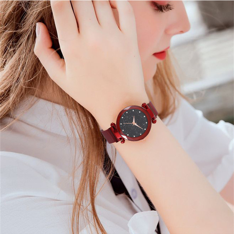 New Fashion Starry Sky Women's Watch Magnet Milan Mesh Band Girls Students Quartz Watches