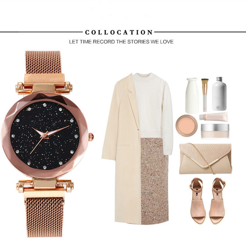 New Fashion Starry Sky Women's Watch Magnet Milan Mesh Band Girls Students Quartz Watches
