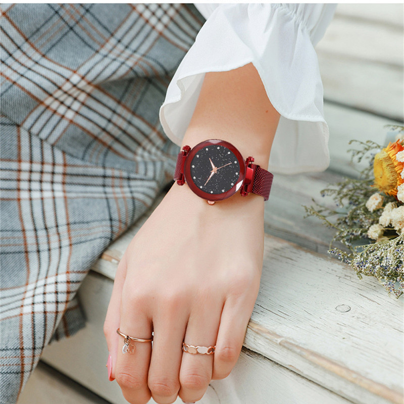 New Fashion Starry Sky Women's Watch Magnet Milan Mesh Band Girls Students Quartz Watches