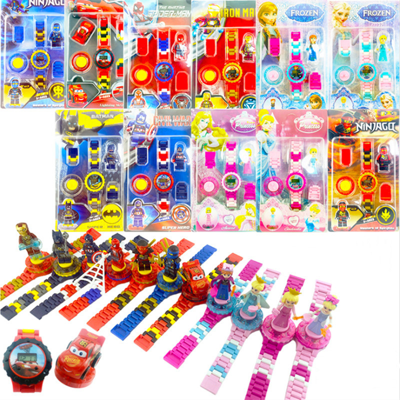 Revolving Building Block Children&apos;s Electronic Watch Girls Cartoon Watch Early Education Toy Gift