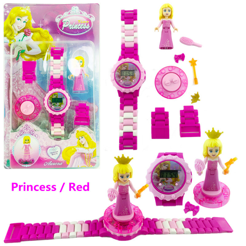 Revolving Building Block Children&apos;s Electronic Watch Girls Cartoon Watch Early Education Toy Gift
