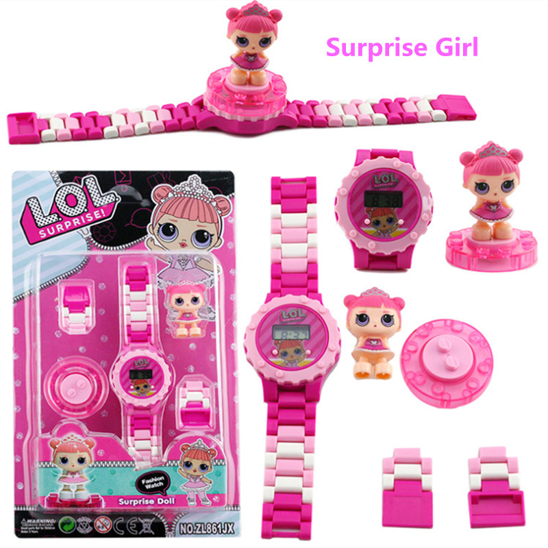 Revolving Building Block Children&apos;s Electronic Watch Girls Cartoon Watch Early Education Toy Gift
