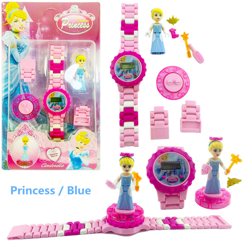 Revolving Building Block Children&apos;s Electronic Watch Girls Cartoon Watch Early Education Toy Gift