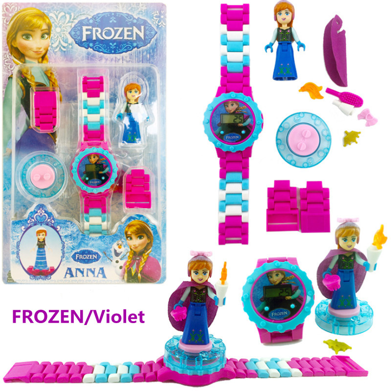 Revolving Building Block Children&apos;s Electronic Watch Girls Cartoon Watch Early Education Toy Gift