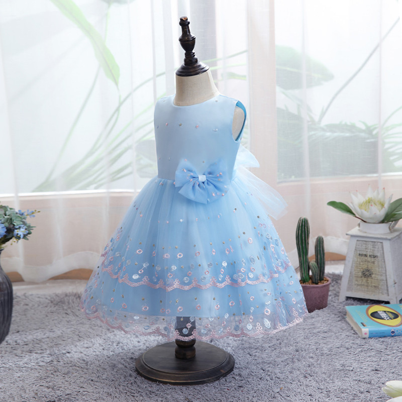 New Children&apos;s Dress Girl&apos;s Princess Dress Mesh Kid Wedding Dress Children&apos;s Piano Performance Dress