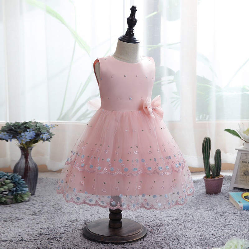 New Children&apos;s Dress Girl&apos;s Princess Dress Mesh Kid Wedding Dress Children&apos;s Piano Performance Dress