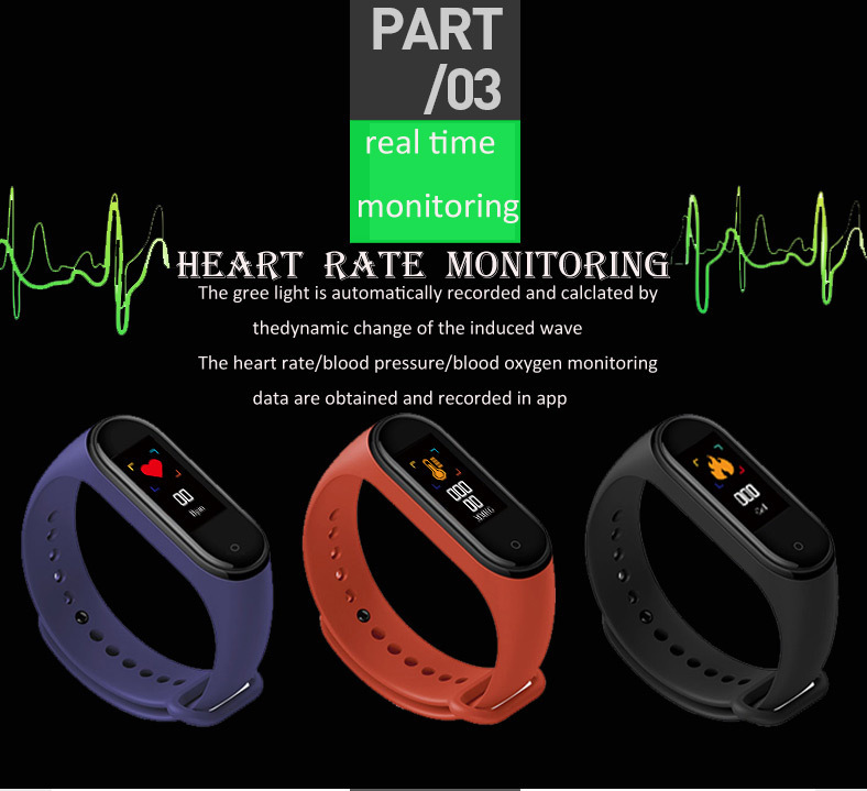 M4 Smart Fitness Tracker Bracelet Watchres Heart Rate Blood Pressure Monitor Health Excercise Wristband