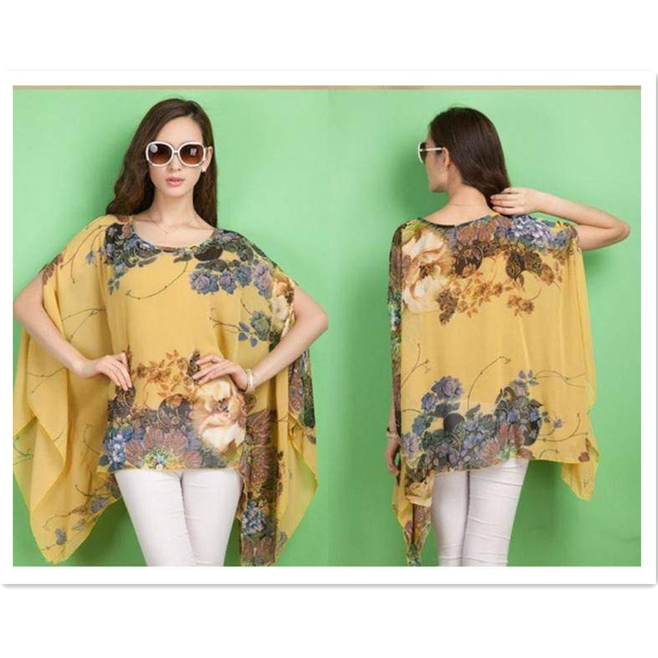 Lovers Gift Office Lady Casual Wear Elegant Printed Baggy Bat Sleeve T-shirt Women Everning Dress