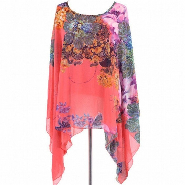 Lovers Gift Office Lady Casual Wear Elegant Printed Baggy Bat Sleeve T-shirt Women Everning Dress