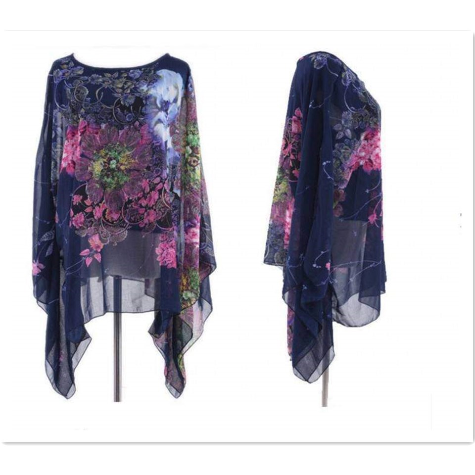 Lovers Gift Office Lady Casual Wear Elegant Printed Baggy Bat Sleeve T-shirt Women Everning Dress