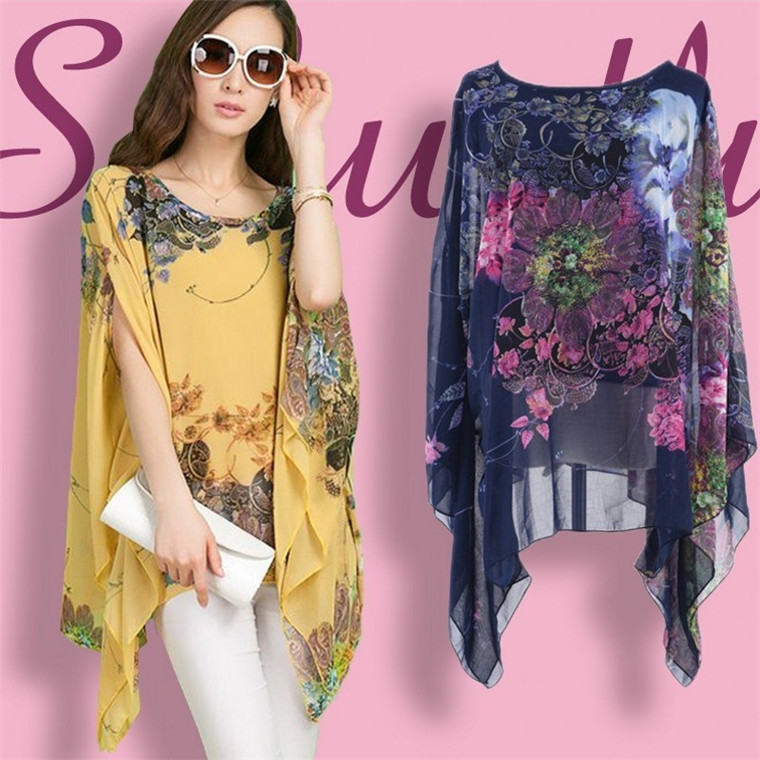Lovers Gift Office Lady Casual Wear Elegant Printed Baggy Bat Sleeve T-shirt Women Everning Dress