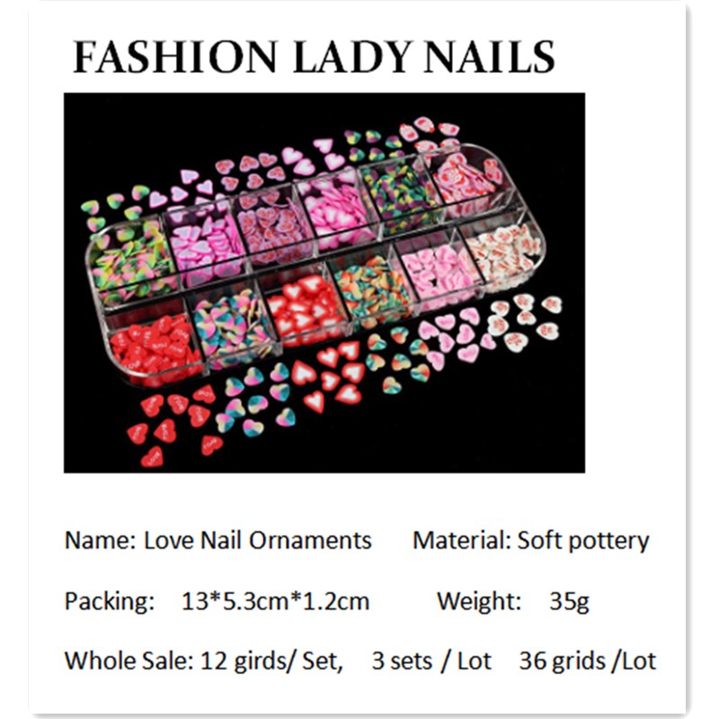 Wholesale 36 Grids 3 Sets Love Soft Pottery Manicure Patch manicure for Birthday Party Wedding Gifts