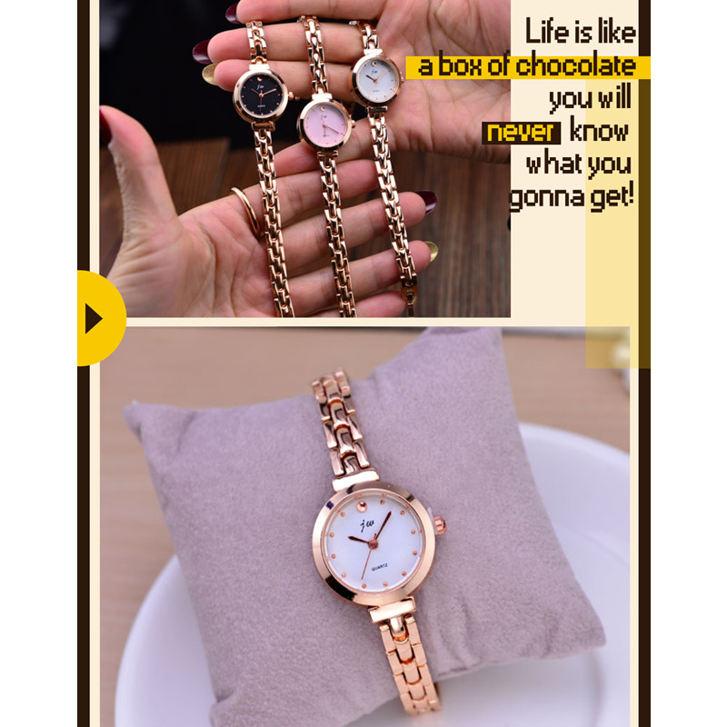 Fresh New College Style Simple Rose Gold Lady Girl Students Quartz Fashion Bracelet Watch Wholesale Brithday Gift Women Watches+ 1 Crystal Ring Free + Luxury Gift Box Lovers  Girlfriends Wife's Birthd