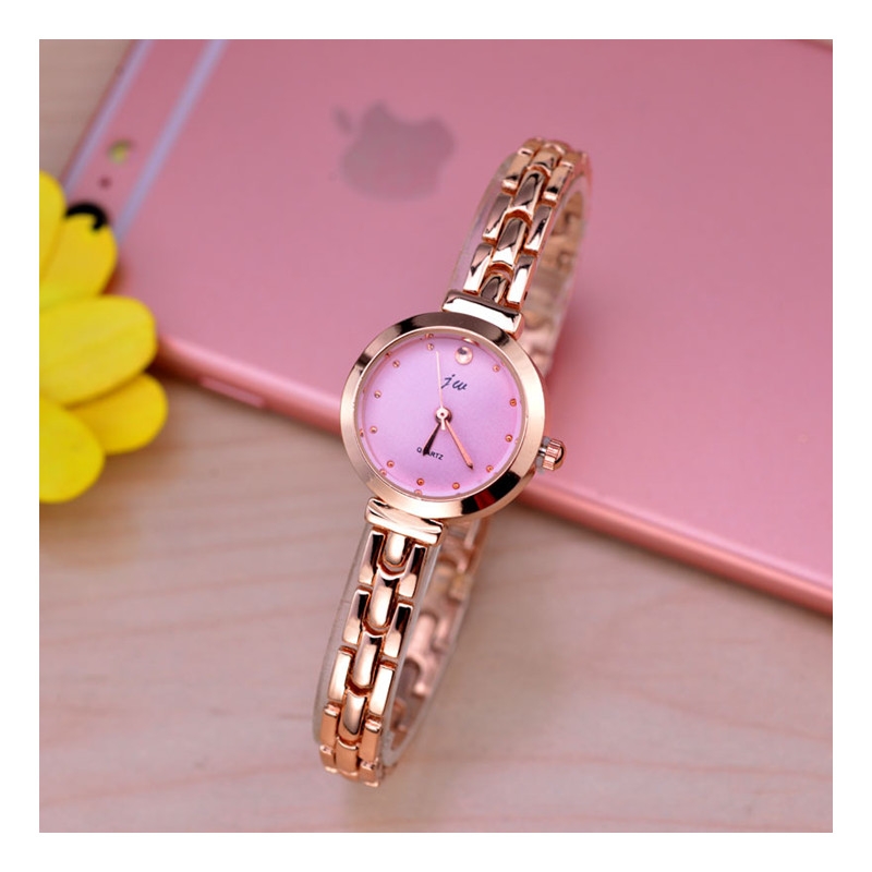Fresh New College Style Simple Rose Gold Lady Girl Students Quartz Fashion Bracelet Watch Wholesale Brithday Gift Women Watches+ 1 Crystal Ring Free + Luxury Gift Box Lovers  Girlfriends Wife's Birthd