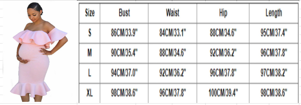 2021 African Popular Elastic Pregnant Women Ruffle Collar Evening Dress Maternity Photography Skirt