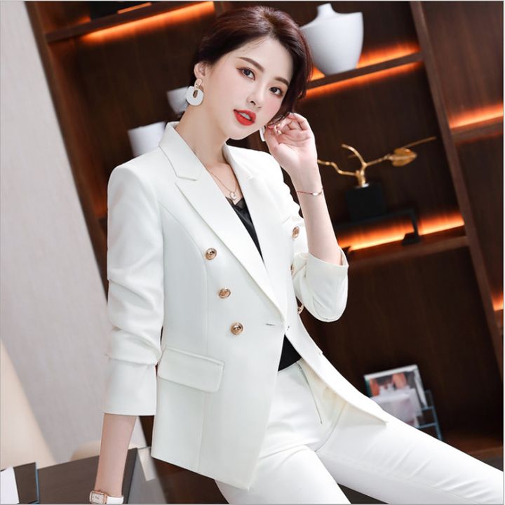 High End Office Lady Suit White Collar Business Cloth Lady Formal Work Suit Women Manager Uniform