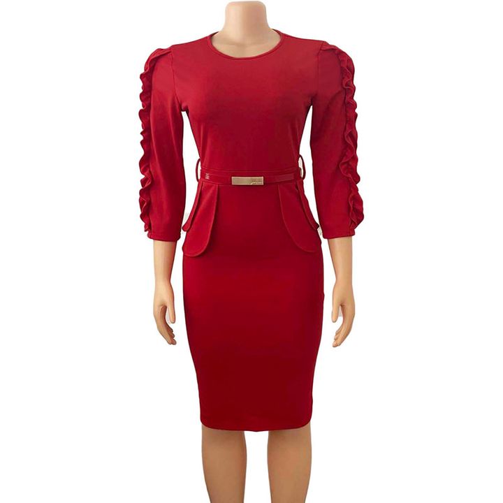 Business Women Professional Office Skirt Europe America  Africa Large Lady Dress Mother&apos;s Slim Dress