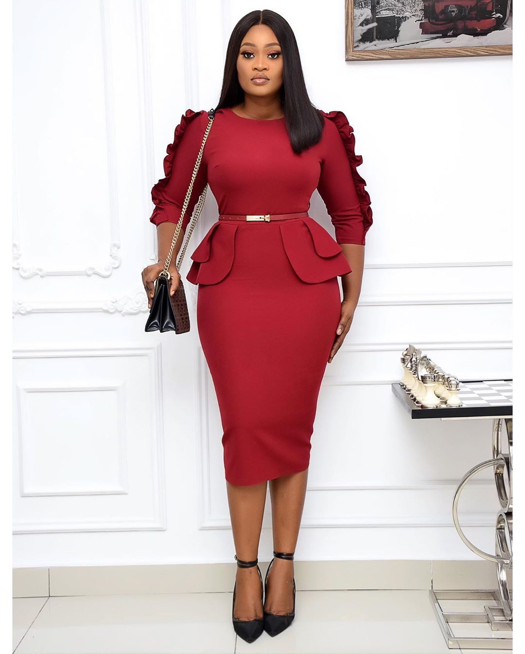 Business Women Professional Office Skirt Europe America  Africa Large Lady Dress Mother&apos;s Slim Dress