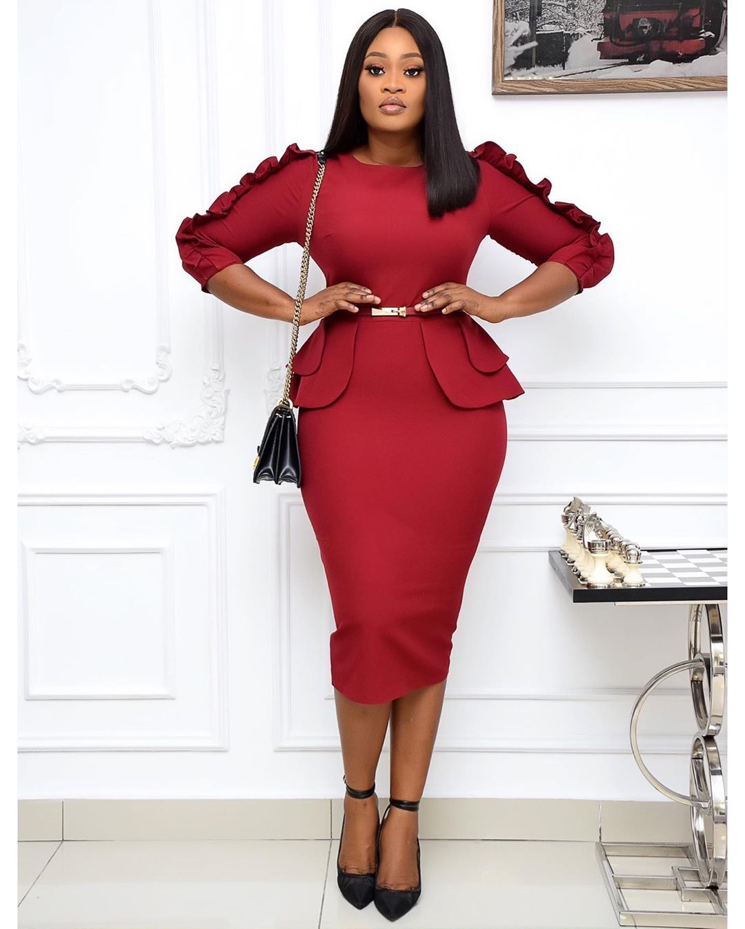 Business Women Professional Office Skirt Europe America  Africa Large Lady Dress Mother&apos;s Slim Dress