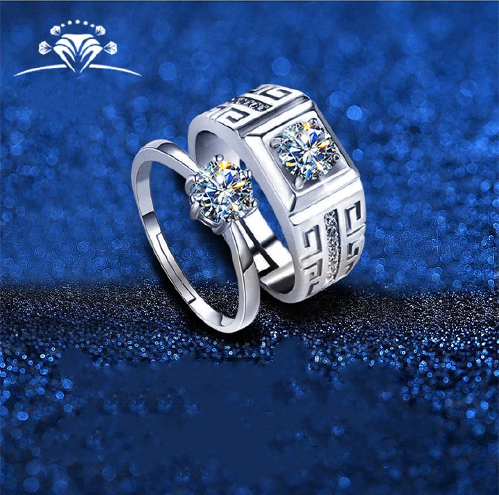 925 Silver Ring Jewelry Couple's Rings for Men and Women Versatile Platinum Plated Live Opening Ring A Pair of Bride Groom Wedding Ring Lover's Gift+ Luxury Gift Box Lovers  Girlfriends Wife's Birthda