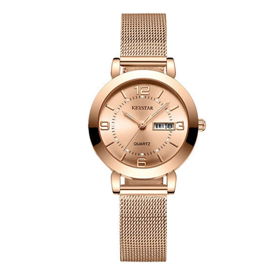 2022 Top End 30M Waterproof Diamonds Inlaid Double Calendar Lady Watch Korean Style Female Student Girls Luminious Date Fashion Metal Watch Stainless Band