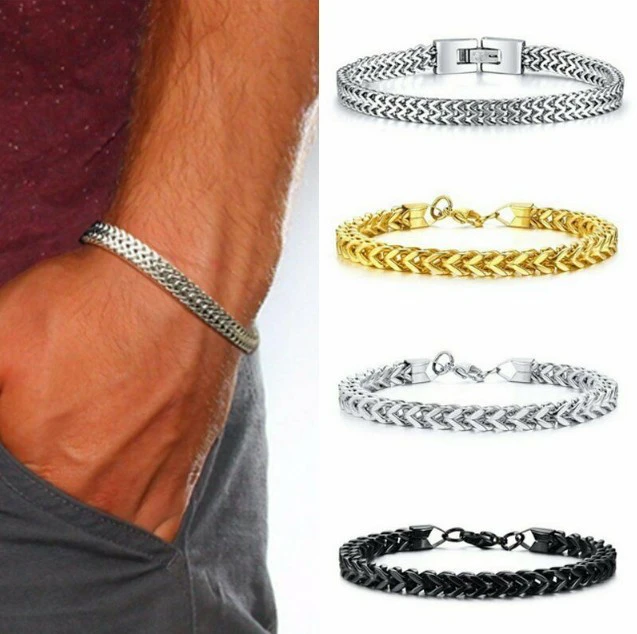 2022 Fashion New Titanium Steel Men's Bracelet Domineering Cool Business Men Male Collegue Students Jewellry Gold Silver Black 3 Colors 3PCS/Set Men's Personality Charm Bracelet