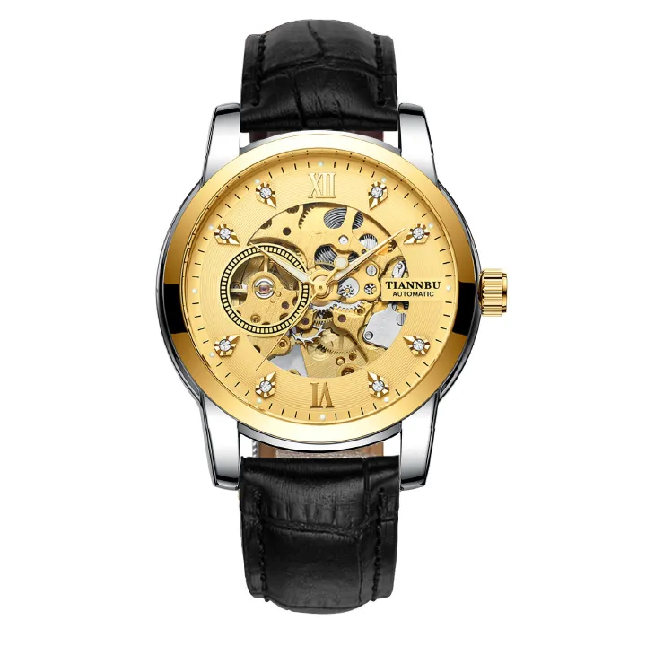 2022 High Standard Full Automatic Mechanical Watch Genuine Leather Belt Refined Steel Belt Hollowed Out Korean Version Female Students Waterproof Luminous Luxury Men Watches