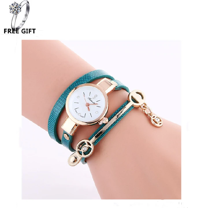 Fashion Quick Selling Popular Women's Bracelet Watches With Ring European American Hot Selling Personalized Diamonds Inlaid Lady Metal Watches Girls Birthday Gift Watches in Luxury Gift Box