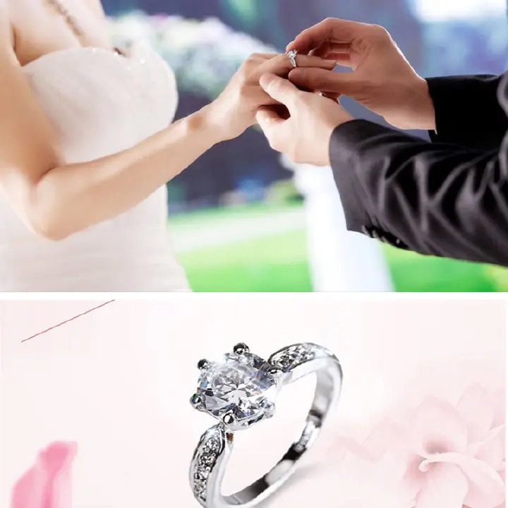 Hand Jewellry S925 Silver Plated Ring Six Claw Diamonds Ring Couple Jewelry 8 Heart 8 Arrow Proposal Wedding Ring+ Red Agate Chalcedony Platium Plated High-End Queen's Crown Diamonds Ring Women Jewell