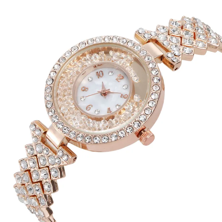 Light Luxury Girls Favorite Birthday Gifts Fashion Quicksand Ball Diamonds Women's Watches Shiny Crystal Bands Bracelet Digital Dial Ladies Watches + Luxury Gift Box Lovers Girlfriends Wife's Birthday
