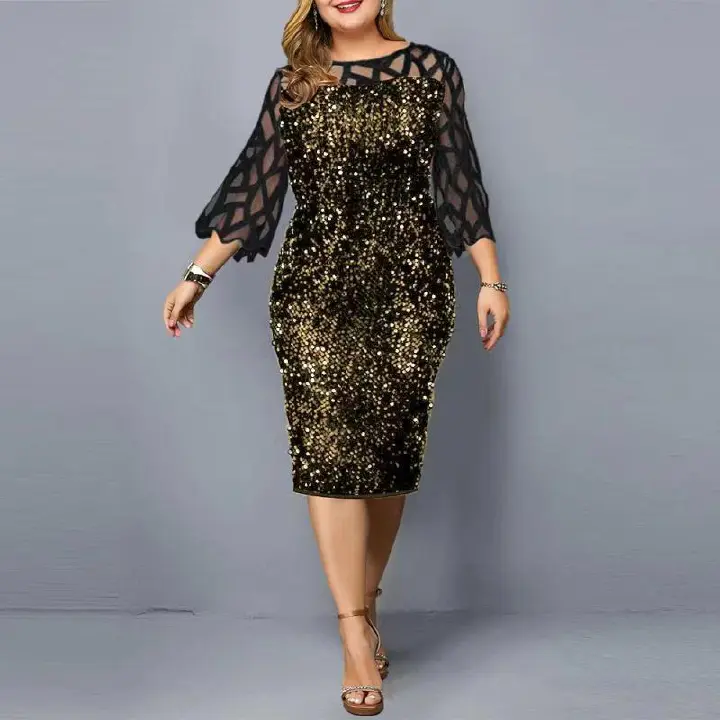 European & African Popular Style Personalized Sequins Design Top Women's Evening Dinner Dresses 7 Colors 7 Sizes Office Ladies Formal or Casual Large Size Clothes Parties Evenings Celebrations Meeting