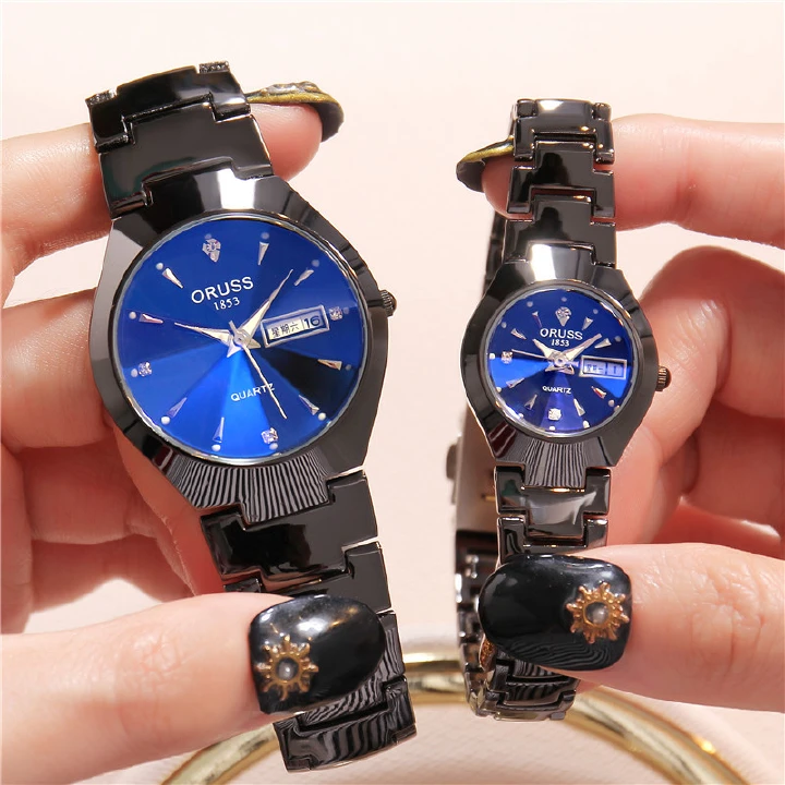 Wholesale Good Quality Steel Band Calendar Couple Watches 30M Waterproof Business Men's Women's Date Watches Lovers' Ladies Gentlemen's Leisure Metal Luminious Watches+ Luxury Gift Box Lovers Girlfrie